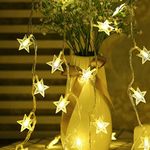 BIUYO Fairy Lights Battery Powered Stars String Lights 5M 50 LED Battery Operated Decorative Lighting for Christmas Wedding Birthday Indoor Outdoor Use(Warm White)