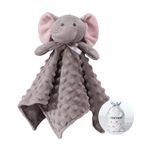 CREVENT Cozy Plush Baby Loveys for Baby Boys and girls, Mink Dot Front + Fleece Backing with Animal Face, Baby Comforter Cuddle Blanket,Great Gifts for Birthday Baby Shower(Grey Elephant)