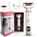 Beanify Electric Razors LED Display for Women Men, Wet/Dry Lady Electric Shaver,4 in 1 Cordless Hair Remover with IPX7 Waterproof,Smooth & Silky Portable Bikini Electric Grooming Set (Pink)