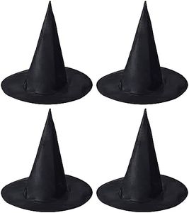 SKHAOVS 4 Pcs Chapeaux de Sorcière Noir Chapeaux de Sorcière d'halloween pour Hommes Femme Adultes, Halloween Party Chapeaux Costume Accessoire, pour Cadeaux de Fête Déguisement de Festival (Noir)