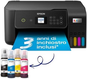 Epson EcoTank ET-2821 Stampante Multifunzione 3-in-1 A4, Serbatoi Ricaricabili Alta Capacità, 4 Flaconi Inclusi pari a 3600pag B/N 6500pag Colore, Display LCD USB Wi-Fi/Direct, Nero