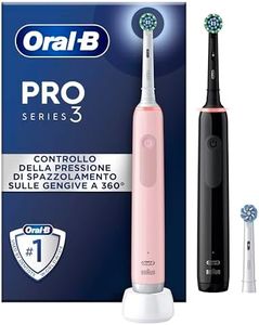 Oral-B Pro 3 3900 Electric Toothbrush/Electric Toothbrush, Twin Pack & 3 Replacement Brushes, with 3 Cleaning Modes and Visual 360° Pressure Control for Dental Care, Gift Man/Women, Black/Pink