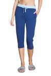 Van Heusen Relaxed Women's Lounge Capris - Drawstring Waist, Reflective Trim_55309_Twilight Blue_XL