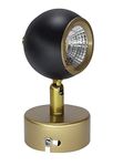 Mufasa 9 Watts Ball Spot 7Inch Black Gold Finish LED Spotlight Focus Light Bedroom Reading Display Vanity Wall Light (Warm White)