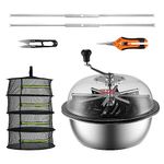 VEVOR Leaf Bowl Trimmer, 19'' Trimmer Bowl, Manual Bud Trimmer with Stainless-Steel Blades for Twisted Spin Cut, Clear Visibility Dome, Foldable Herb Drying Rack and Hand Pruner Included