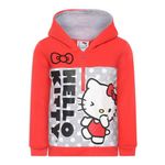 Hello Kitty Sanrio Girls Half Zip Up Hoodie for Toddlers, Little and Big Girls - Red or Pink
