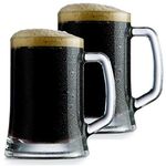 PrimeWorld 650 ml Pub Beer 2Pcs Mug with Handle Glass, Steins, Freezable Beer Glasses,Everyday Drinking Glasses, Cocktail Glasses (Clear)