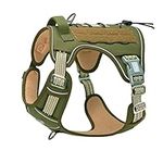 Auroth Tactical Dog Harness for Small Medium Large Dogs No Pull Adjustable Pet Harness Reflective K9 Working Training Easy Control Pet Vest Military Service Dog Harnesses M, Green