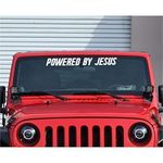 Powered By Jesus Windshield Sticker Banner Vinyl Decal Off Road Car Truck SUV Bumper Sticker