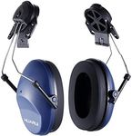 HUARUI Noise Cancelling Helmet Attachable Ear Muffs Blocking Sound Reduction Ear Protection for Construction Site, Cap Mounted Protective Safety Ear Muffs with Hard Hat Mounting Adaptors Blue