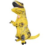 Inflatable Dinosaur Costume for Kid Blow up T-t-rex Outfit Funny Halloween Dino Costume Suit (Yellow)