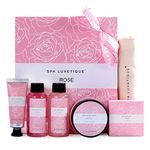 Bath Gifts Set for Women - Spa Luxetique 6pcs Rose Travel Gift Box, Relaxing Home Spa Kit Includes Bubble Bath, Body Lotion, Shower Gel, Bar Soap, Hand Cream, Travel Bag. Mothers Day, Birthday & Christmas Gifts Idea for Her