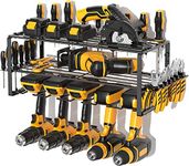 Power Tool Organizer Shelf, 5-Slots Drill Storage Rack, Heavy Duty Drill Holder Cabinet Wall Rack, Garage Tool Storage and Organization