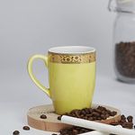 Vola Scarlet Series - Porcelain Coffee Mugs | Tea/Milk Cup Made with Bone Free with Golden Border | Gift for Anniversary, Mom, Birthday, Couple (230 ml, Color: Light Yellow)