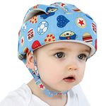 Ocanoiy Infant Helmet Baby Helmet for Crawling Walking Toddler Children Soft Cushion Harnesses Cap Adjustable Kid Hat (Football Blue)