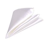 Trimming Shop Stylish Italian Square Satin Handkerchief for Formal Wear, Weddings, Prom, Celebration, Prom, Parties - Unisex, Classic Design (23cm, White)