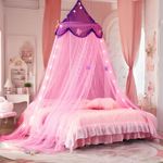 pink&purple bed canopy for girls kids boys Screen bedspreads, children's hanging curtain nets, children's play area, dome cradle decorations, boys and girls play reading tents, anti-mosquito tents