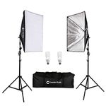 CanadianStudio Pro Rapid softbox Continuous Lighting kit for Photography Softbox Fluorecent Video Studio Light Kit 2 x softbox 2X 45 watt 5500K Fluorescent Light Bulbs 2X 7' Fully Adjustable Stands