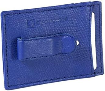 Alpine Swiss Mens Top Grain Leather Minimalist Money Clip Front Pocket Wallet Crosshatch Blue