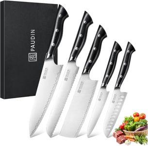PAUDIN 5 PCS Kitchen Knife Set,Ultra Sharp Chef Knife Set, Full Tang Handle