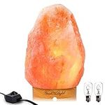 YouOKLight Himalayan Salt Lamp (7-9 inch) Natural Crystal Rock Lamp, Night Light, Hand Carved, Real Wood Base with Dimmer Switch, UL-Listed Cord and Gift Box, Gift Lamp, Holiday Gift, 2 Bulbs…