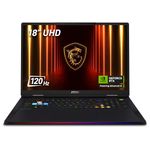 MSI Raider 18 HX AI Gaming laptop- (18" UHD+, MiniLED, 120Hz,Intel® Core Ultra 9 285HX, NVIDIA® GeForce RTX 5080 Laptop GPU, GDDR7 16GB, 64GB RAM,4TB SSD,Windows® 11 Home Advanced)- Core Black