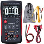 BSIDE True RMS Digital Multimeter 3 Line Display 9999 Counts Button Design Auto-Ranging Electricians DMM Temperature Capacitance Voltmeter with Alligator Clip