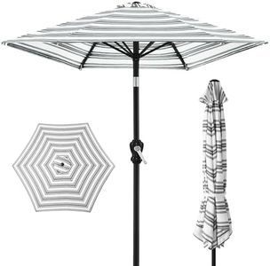 Best Choice Products 10ft Outdoor Steel Polyester Market Patio Umbrella w/Crank, Easy Push Button, Tilt, Table Compatible - Striped Black