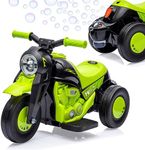 Kids Ride on Bubble Car, Hetoy 6V Battery Powered Electric Motorcycle 1.9 MPH Speed w/LED Headlights, Music, Pedal, Forward/Reserve, 3 Wheels Motorbike Toys Gift for Toddler 3 and Up Boys Girls, Green