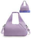 Gym Bag for Women with Shoe Compartment Yoga Mat Bag with Wet Pocket and Water Bottle Holder Weekender Bag with Shoulder Strap, Purple