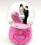 RedRoss Snow Globe Automatic | Couple Pink Large| Flakes | Magical | Polyresin | Ting Ting Music | Rotating Water |17cm | 3 AAA Batteries Required |