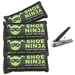 Charcoal Shoe Deodorizer - Natural, Long Lasting, and Easy to Use 4 Pack of Shoe Odour Eliminator for Smell Free Shoes - Nail Clippers Included with Shoe Smell Remover Bags