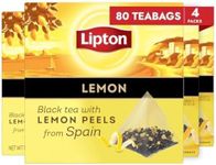 Lipton Black Tea Lemon, Pyramid Tea Bags, Flavored Teabags for a Hot Cup of Tea, 80 Total Tea Bags (20ct - Pack of 4)