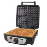 Quest 35940 Four Slice Deep Fill Waffle Maker/Non-Stick Hot Plates/Adjustable Temperature/Stainless Steel with Cool Touch Handle / 1100W