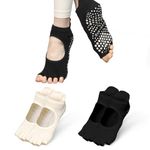 Pilates Socks Yoga Socks for Women, 2 Pairs Toeless Non Slip Grip Socks Ideal for Pilates, Yoga, Pilates Bar, Pure Barre