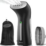 Steamer Iron for Clothes, Hand Held Portable Travel Garment Steamer, Metal Steam Head, 25s Heat Up, Pump System, Mini Size, Handheld Steamer for Any Fabrics, No Water Spitting, 120V Black