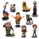 Disney Store Official Up Deluxe Figurine Playset, 9 Pc., Pixar Action Figure Set Includes Carl Fredricksen, Young Ellie and More with Attached Base