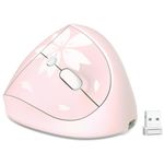 Mini Vertical Ergonomic Mouse Wireless - for Small Hands, 2.4G Silent Rechargeable Cordless Computer Mice with USB Receiver/3 Adjustable DPI/5 Buttons for Desktop, PC, Laptop, MacBook - Pink