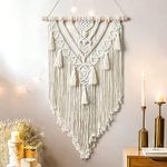 Kaahira Polycotton Macrame Boho Home Wall Hanging Decor Tapestries | Handmade Bohemian Decor Art For Bedroom, Living Room, Office | Unique Gifting Item (Off White), 70 Centimeters