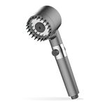 Homesbrand Multi-Functional Universal 3-Mode Handheld Shower Head with One-Click Switch Adjustable Spa Showerhead with Rainfall Spray(Grey)