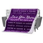 FILO ESTILO Nana Blanket, Gifts for Nana from Granddaughter, Nana Gift from Grandchildren, Best Nana Ever Gifts, Throw Blanket Filled with Love 153x127 cm (Purple, Sherpa)