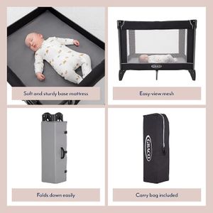 Graco Compact Travel Cot – Portable Baby Crib, Black