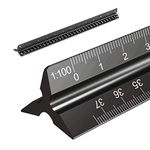 Metal Scale Ruler,Aluminium Triangular Scale Ruler for Architects & Engineers,Matrix 30cm Solid Aluminium Ruler:1:100,1:200,1:250,1:300,1:400,1:500(Black)