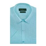 ACCOX Men's Half Sleeves Formal Regular Fit Cotton Linen Shirt(Ocean Blue,GO524_44)