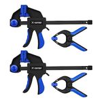 X-COTEC 6-Inch/155mm Clamps Woodworking, Ratchet Bar Clamp Set 4PC, Quick Release Woodworking Clamps, One Handed Wood Clamps, Ideal for DIY Projects, 2-Pack Blue