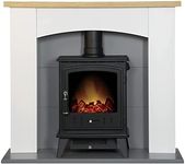 Adam Huxley in Pure White & Grey with Aviemore Electric Stove in Black, 39 Inch