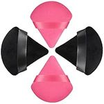 HEYMKGO Triangle Powder Puff, 4 Pcs Velvet Powder Puffs Face Triangle Makeup Puff, Reusable Wet Dry Dual-use Setting Powder Puffs for Pressed Powder Mini Velour Under Eye Facial Make Up Cosmetics Puff