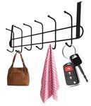 Boniry 1 Pcs Over The Door Steel Hook Hanger - Hanging Organizer with 5 Hooks for Bedroom, Bathroom & Kitchen Doors, No Drilling Required for Shirts, Belts, Towels