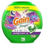 Gain flings Laundry Detergent Soap Pacs, HE Compatible, 76 ct, Long Lasting Scent, Moonlight Breeze