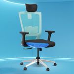 The Sleep Company Stylux Premium Ergonomic Office Chair | Patented SmartGRID Technology | SpinePro Adjustable Lumbar Support for Desk Chair | Chair for Work, Home, Study | Enduring Design | Blue